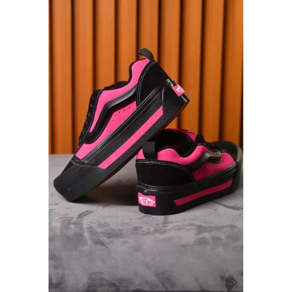 New! Size: 7.5 Women | VANS Knu Skate Platform Stacked | Black/Pink Satin - Picture 13 of 16